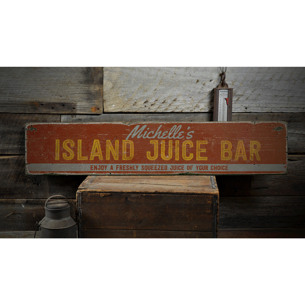 Island Juice Bar Rustic Wood Sign