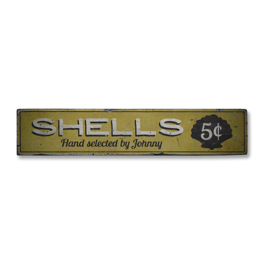 Shells 5 Cents Rustic Wood Sign