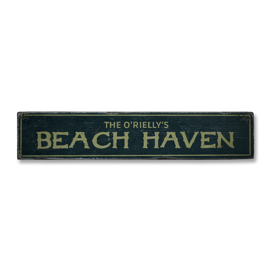 Beach Haven Rustic Wood Sign