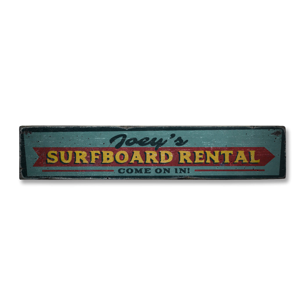 Surfboard Rental Rustic Wood Sign