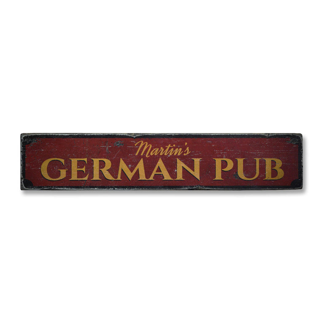 German Pub Rustic Wood Sign