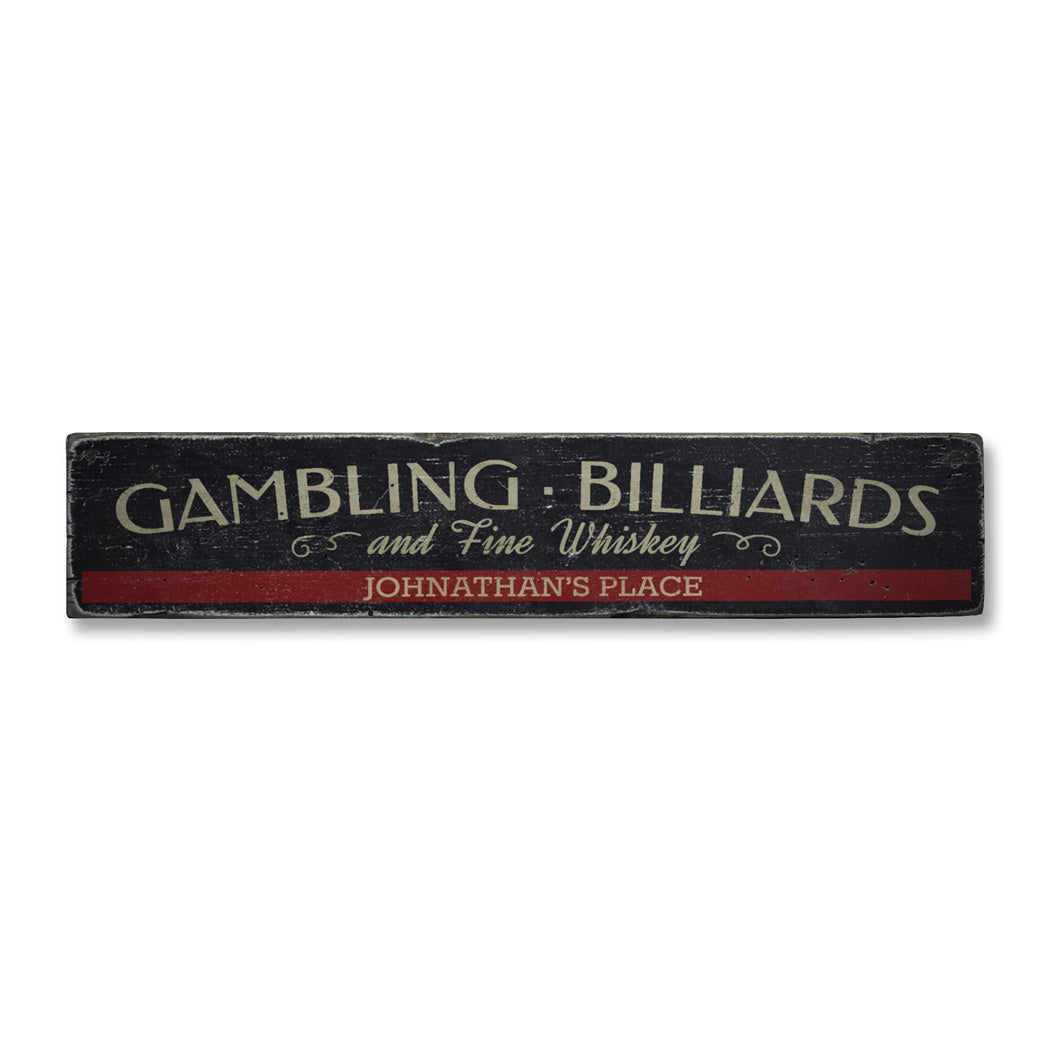 Gambling Rustic Wood Sign