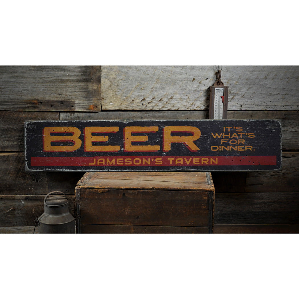 Beer It's What's For Dinner Rustic Wood Sign