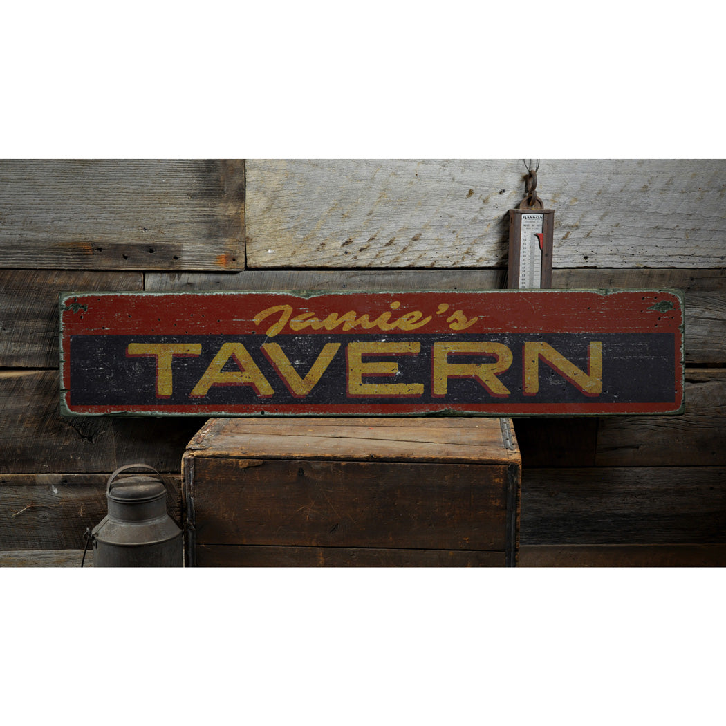 Tavern Name Rustic Wood Sign