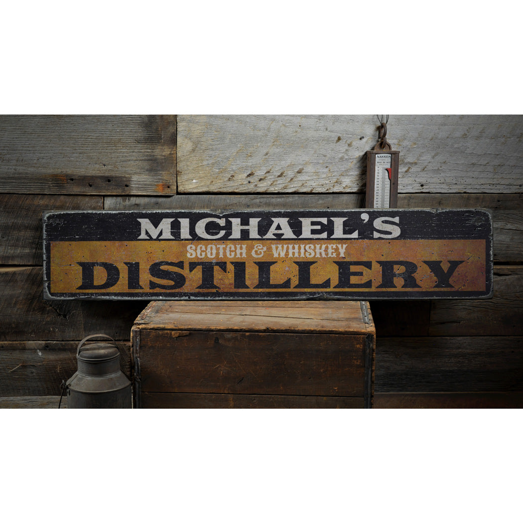 Scotch Distillery Rustic Wood Sign