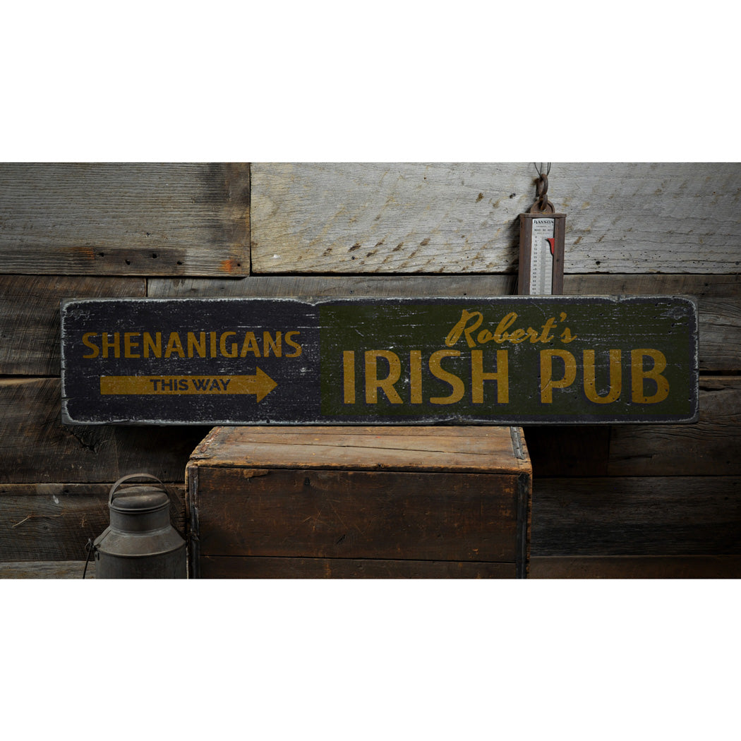 Shenanigans This Way Rustic Wood Sign