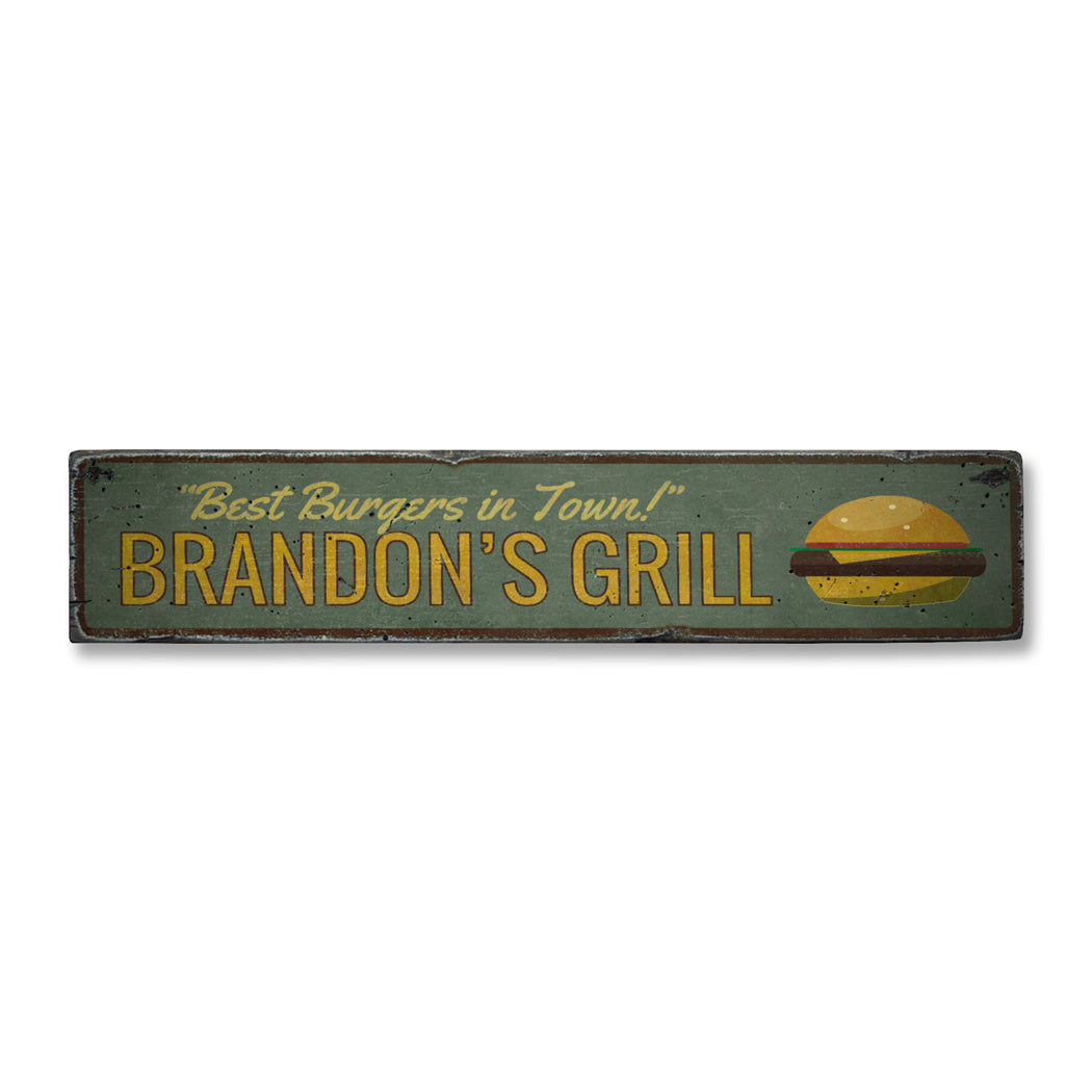 Best Burgers in Town Rustic Wood Sign