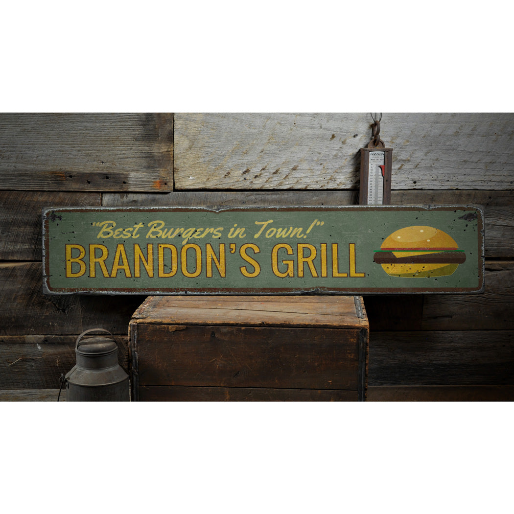 Best Burgers in Town Rustic Wood Sign