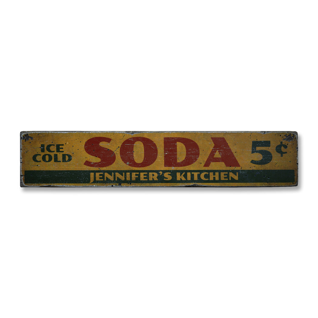 Soda 5 Cents Rustic Wood Sign