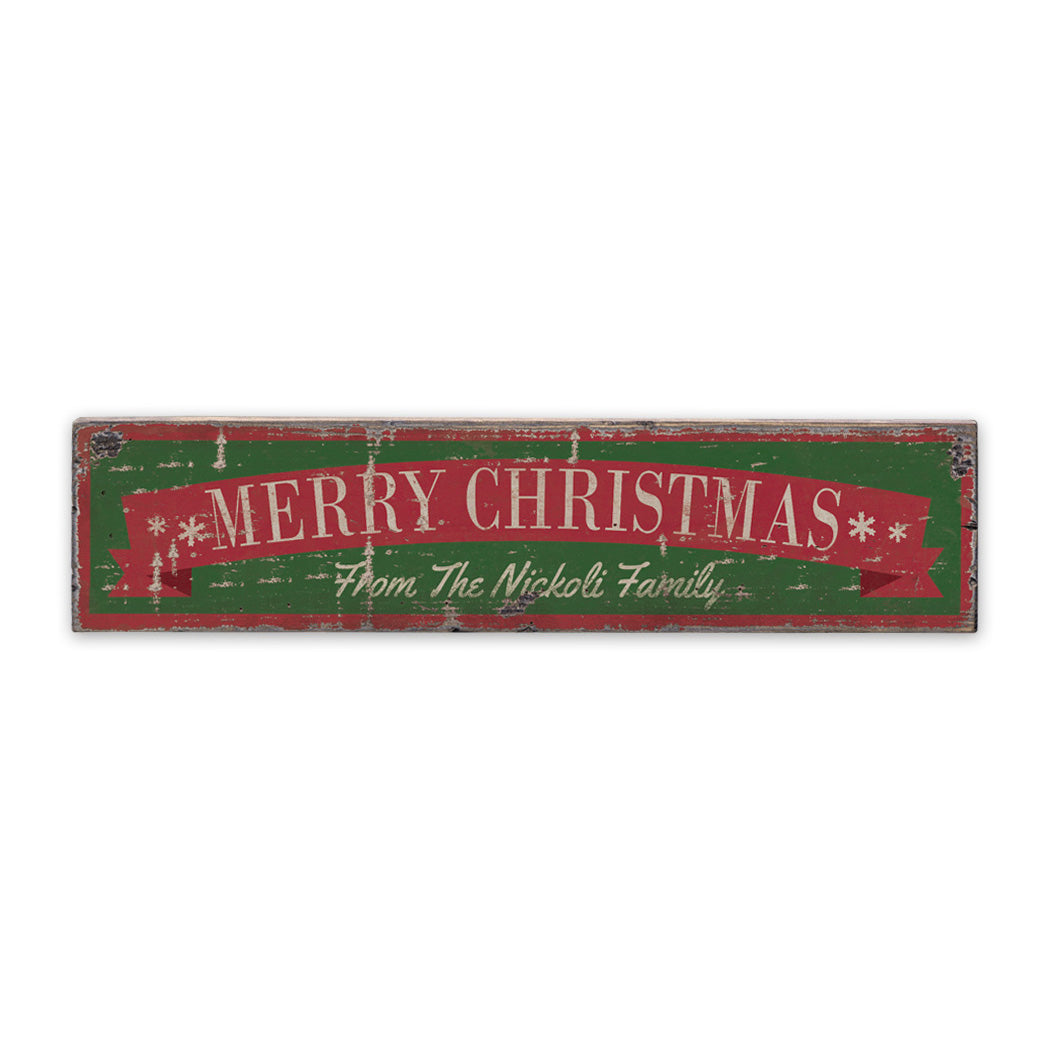 Merry Christmas Banner Rustic Wood Sign