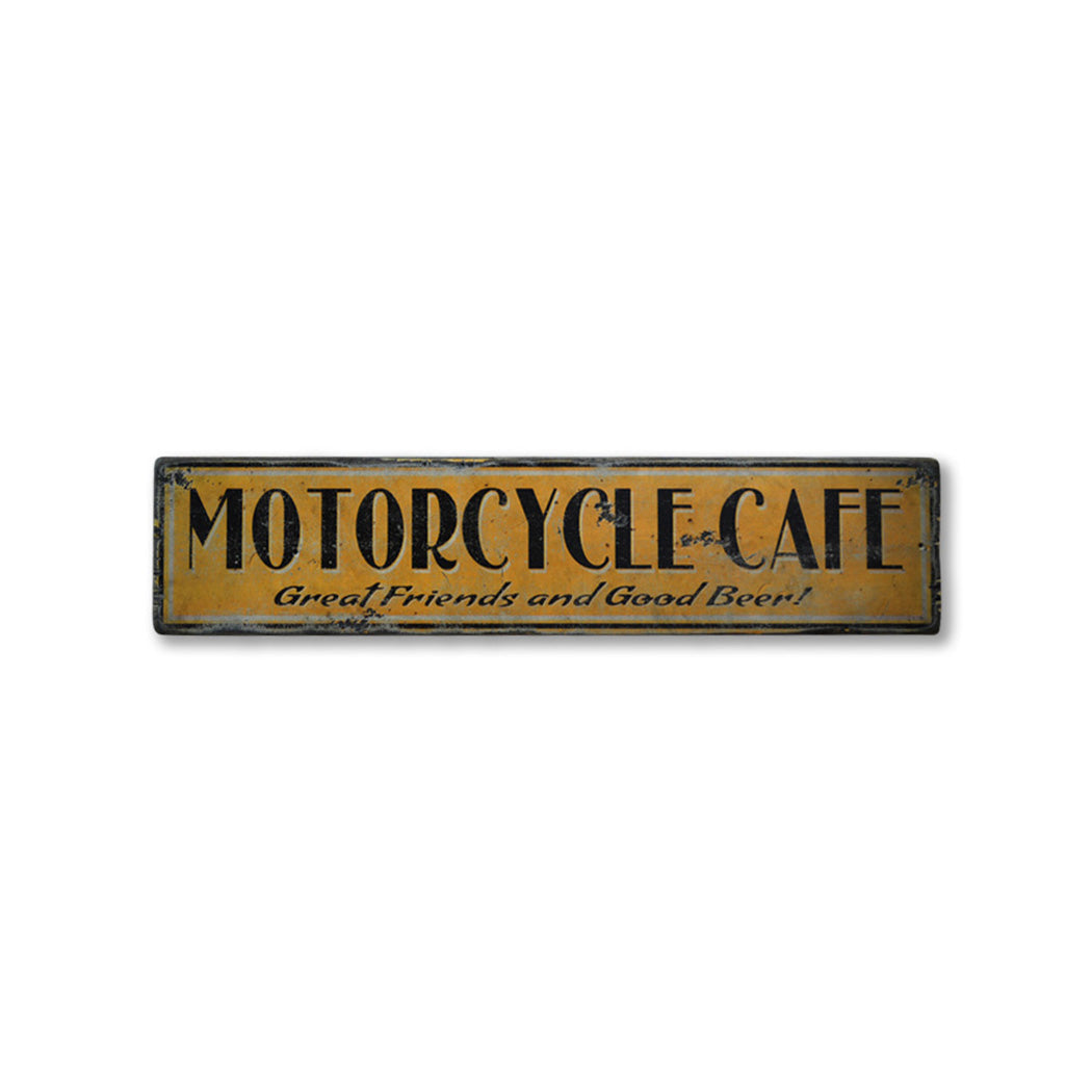 Motorcycle Cafe Rustic Wood Sign