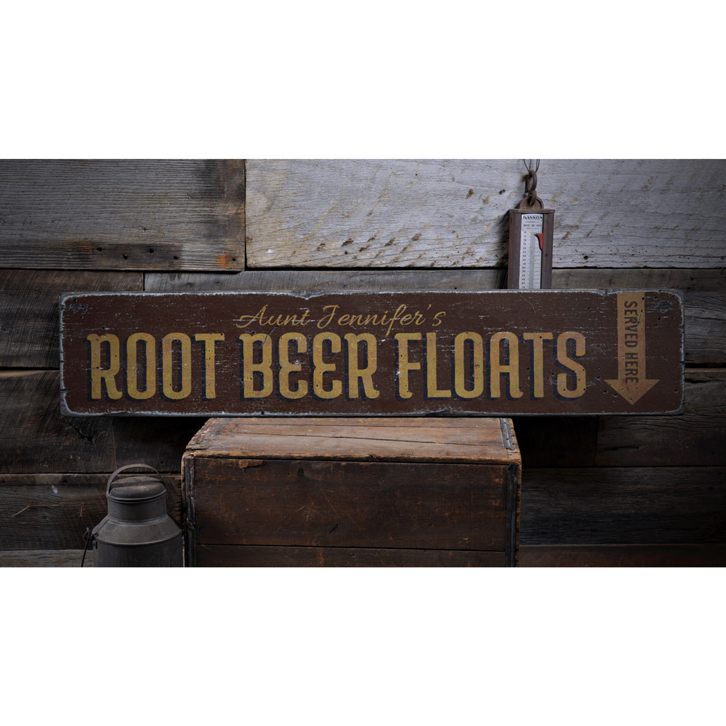 Root Beer Floats Rustic Wood Sign