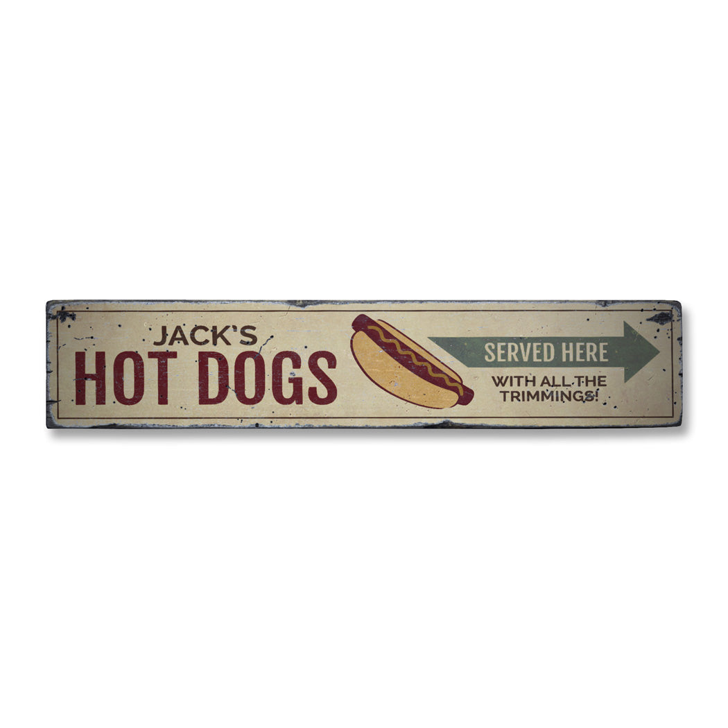 Hot Dogs Served Here Rustic Wood Sign