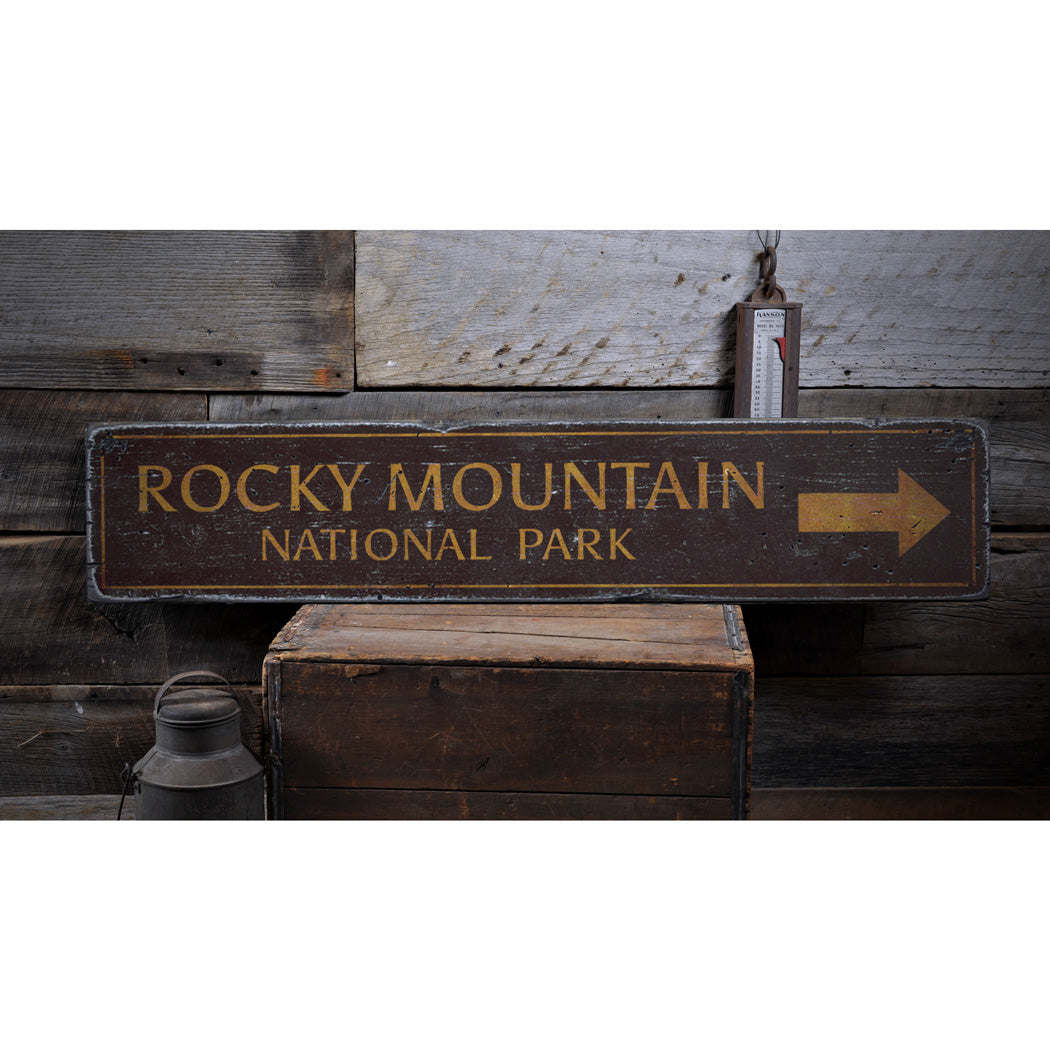 National Park Directional Arrow Rustic Wood Sign