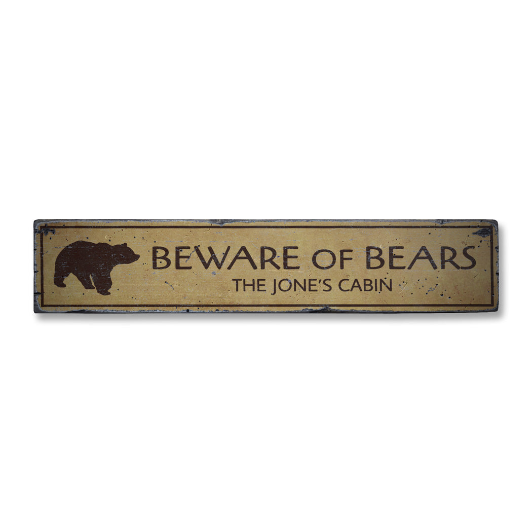 Beware of Bears Rustic Wood Sign