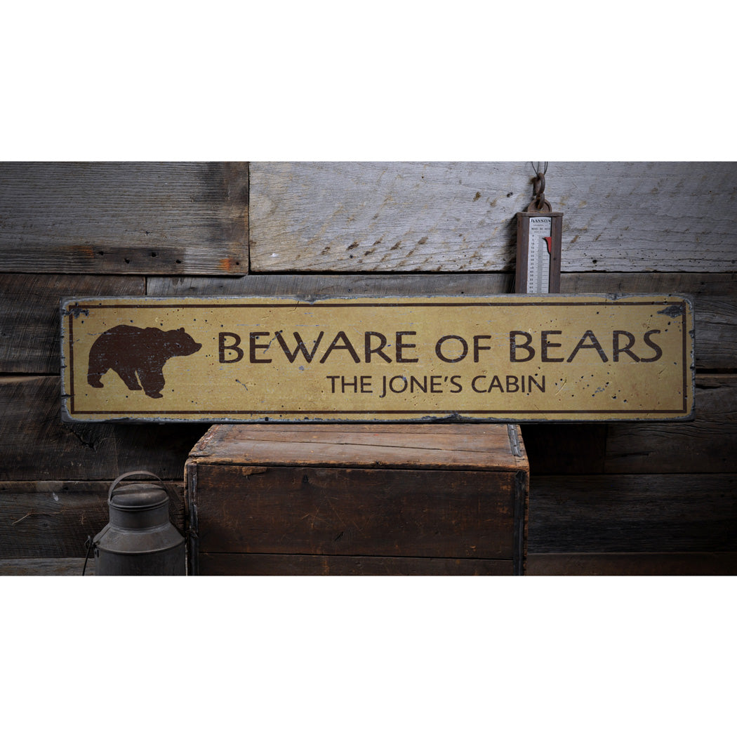 Beware of Bears Rustic Wood Sign