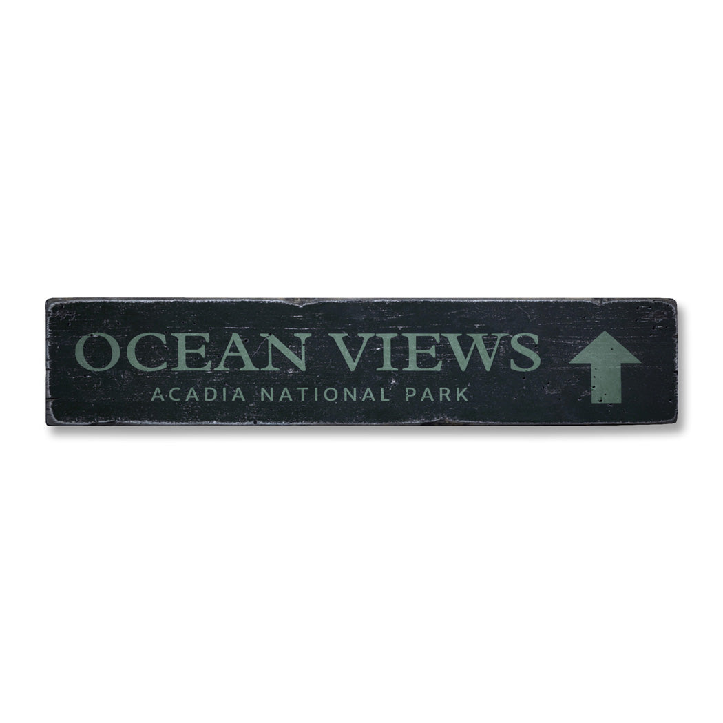 Ocean Views Rustic Wood Sign