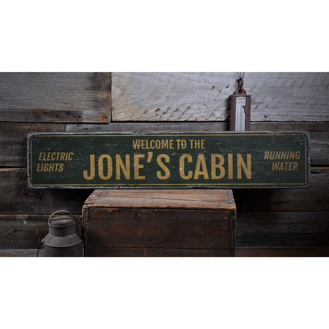 Welcome Family Name Cabin Rustic Wood Sign