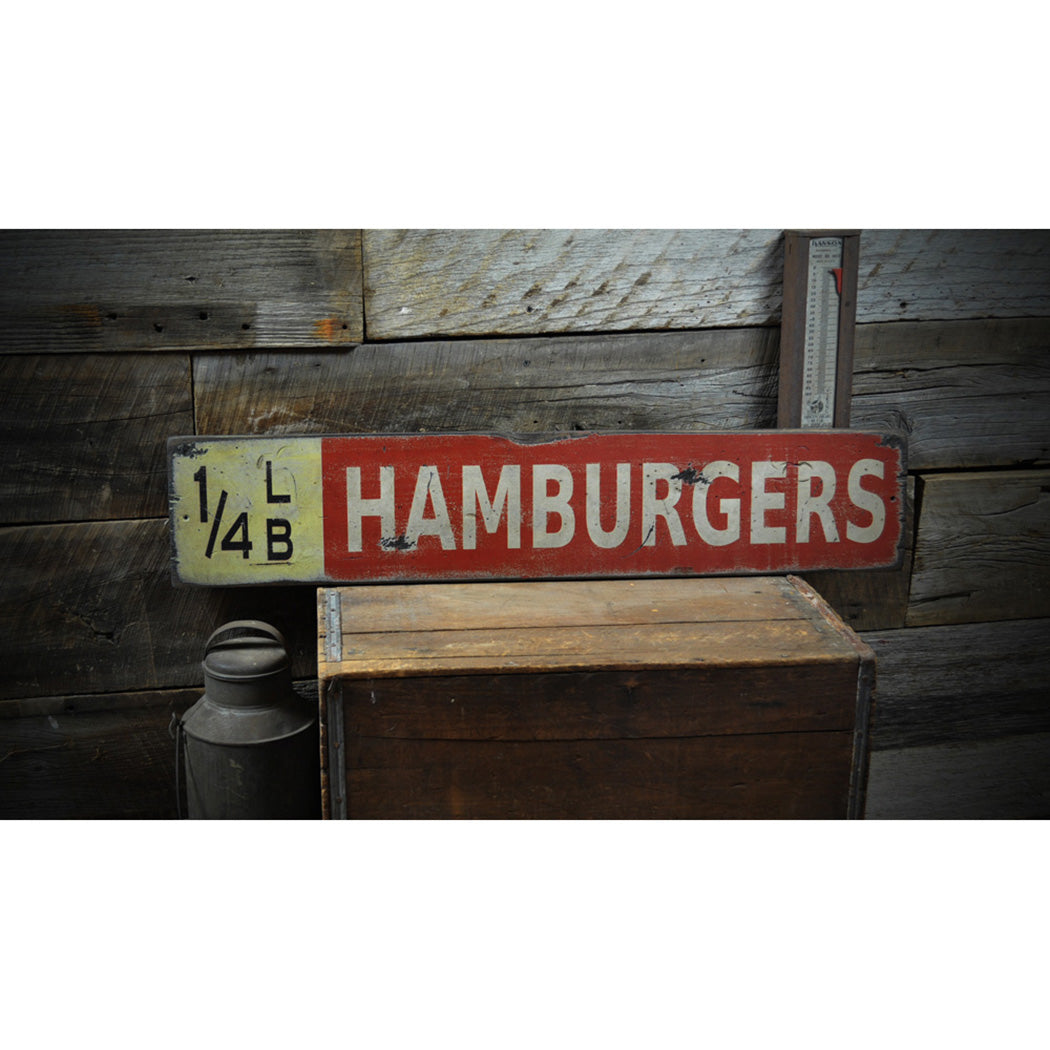 Quarter Pound Hamburger Rustic Wood Sign