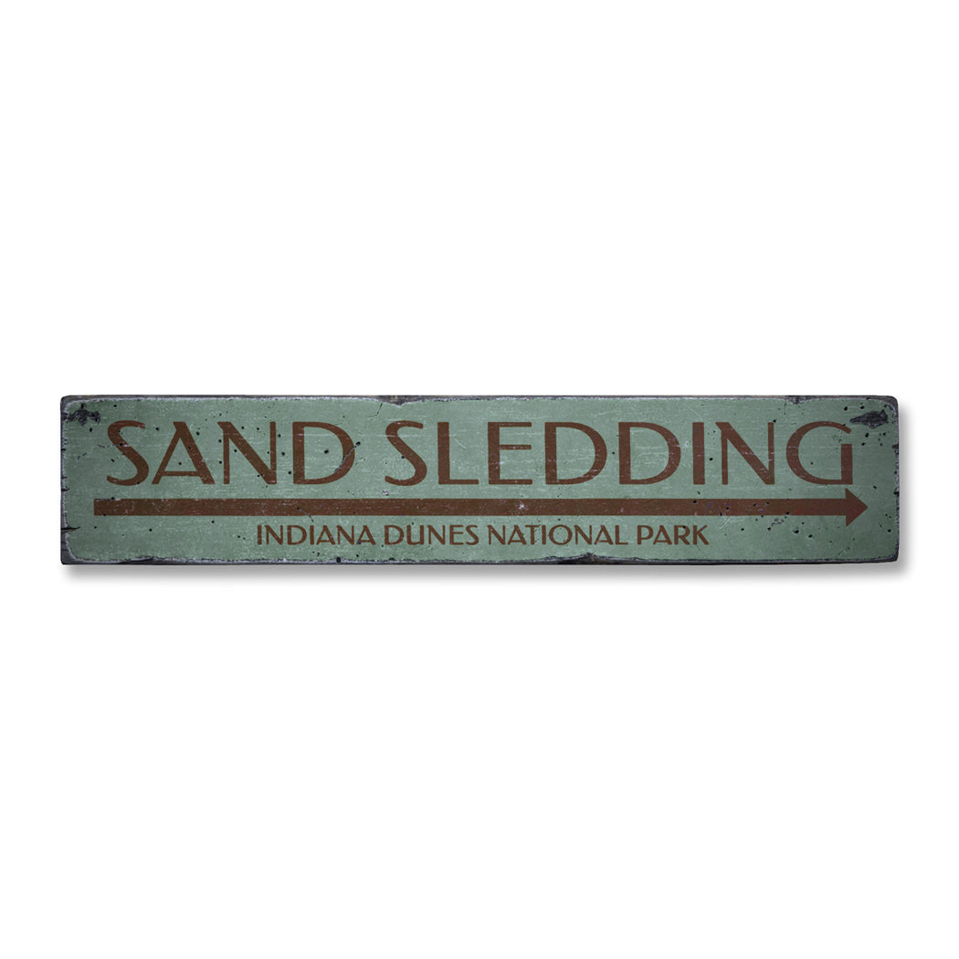 Sand Sledding Rustic Wood Sign