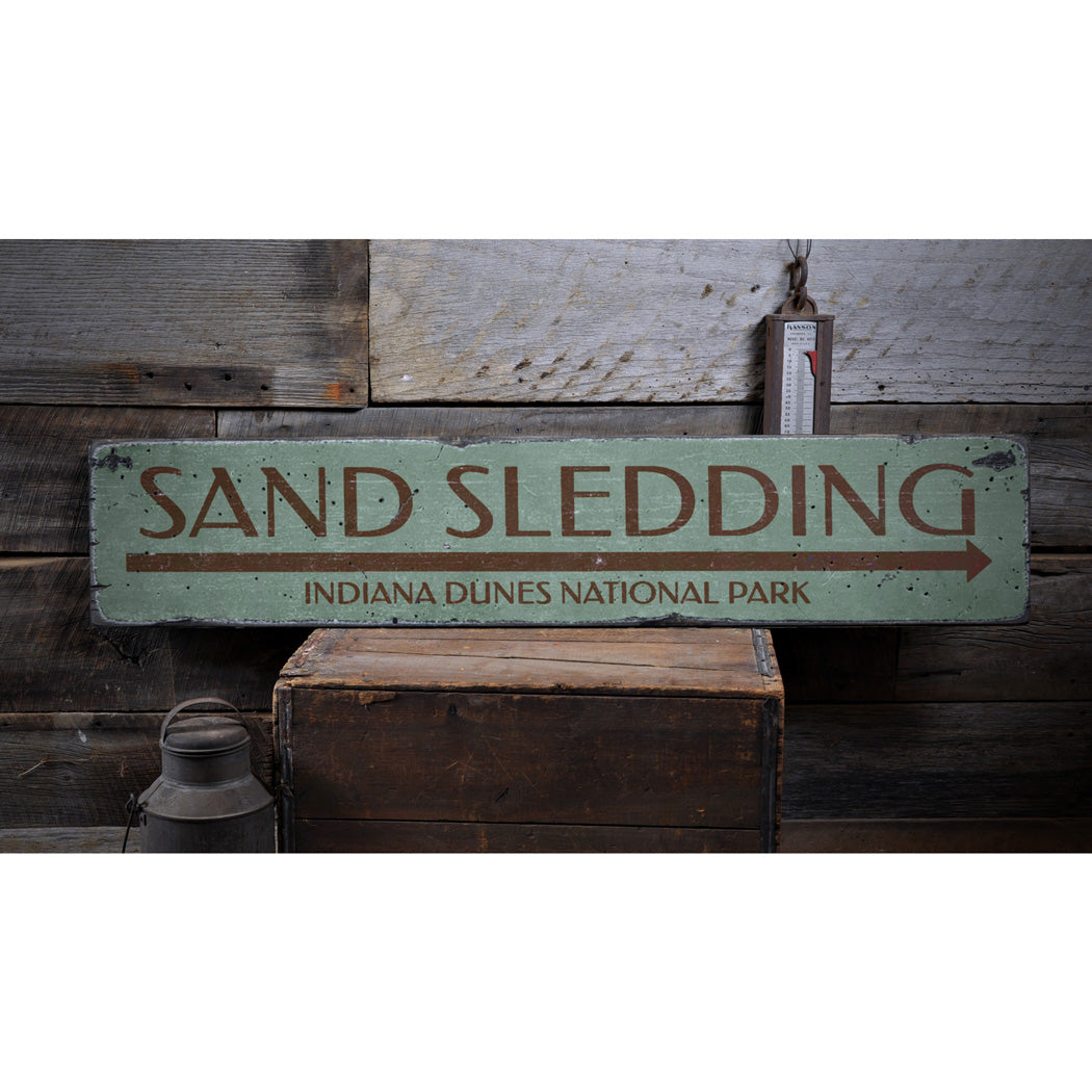 Sand Sledding Rustic Wood Sign