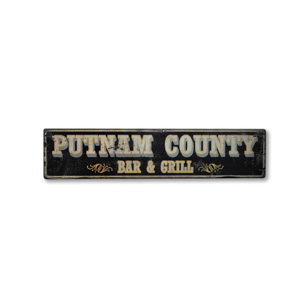 County Bar and Grill Rustic Wood Sign