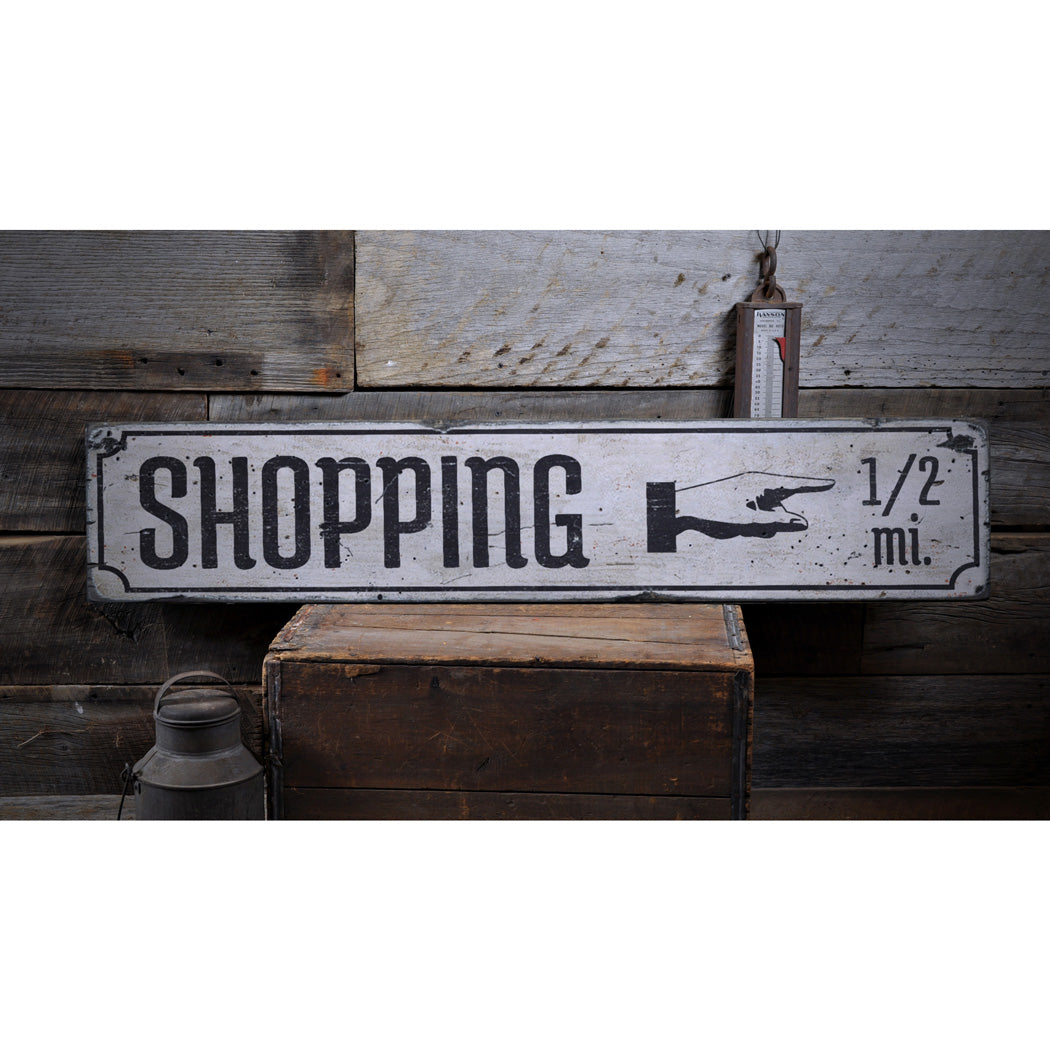 Shopping Rustic Wood Sign