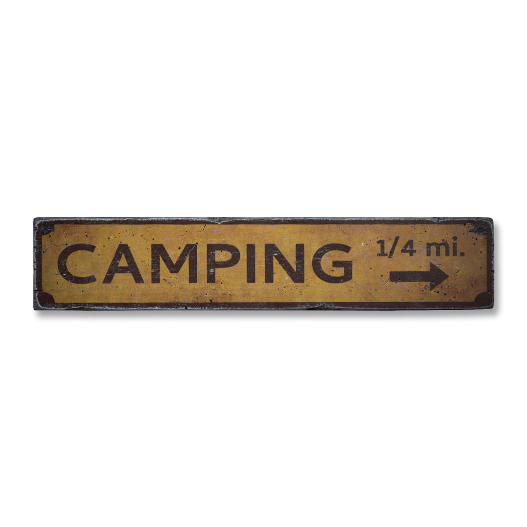 Camping Mileage Rustic Wood Sign