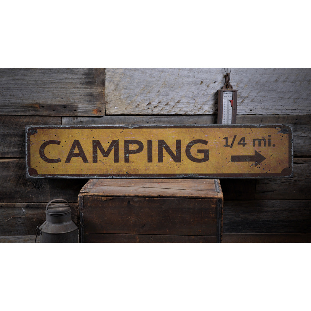 Camping Mileage Rustic Wood Sign