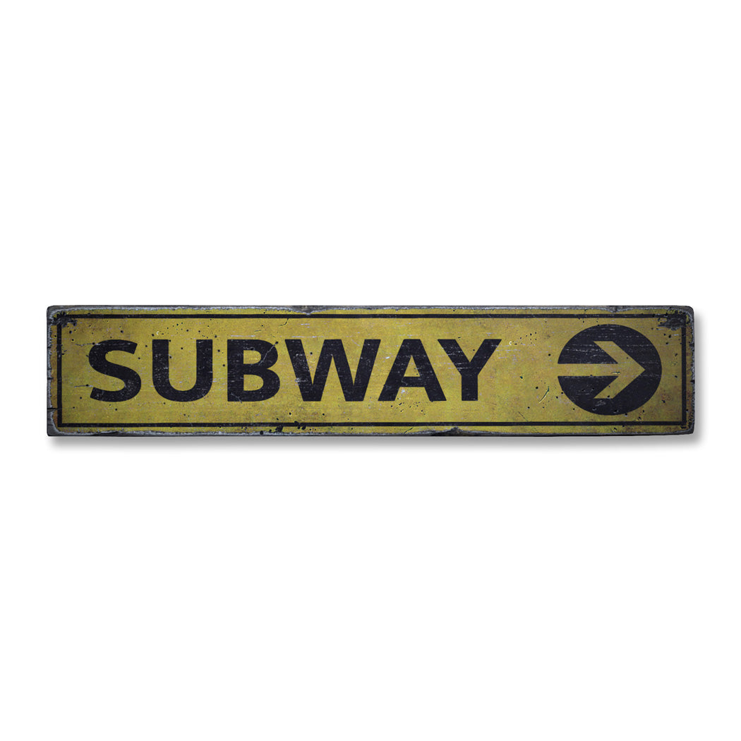 Subway Rustic Wood Sign