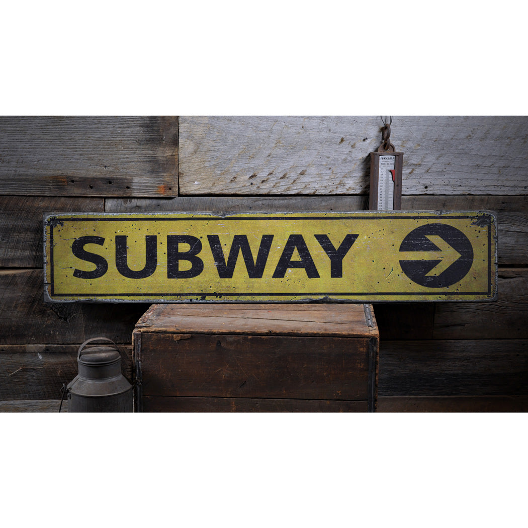 Subway Rustic Wood Sign