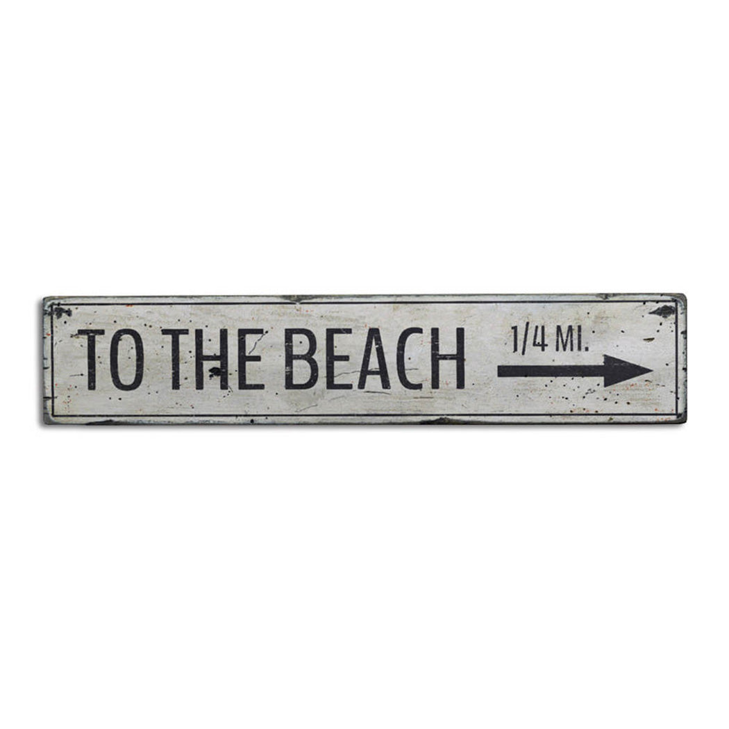 To The Beach Arrow Rustic Wood Sign