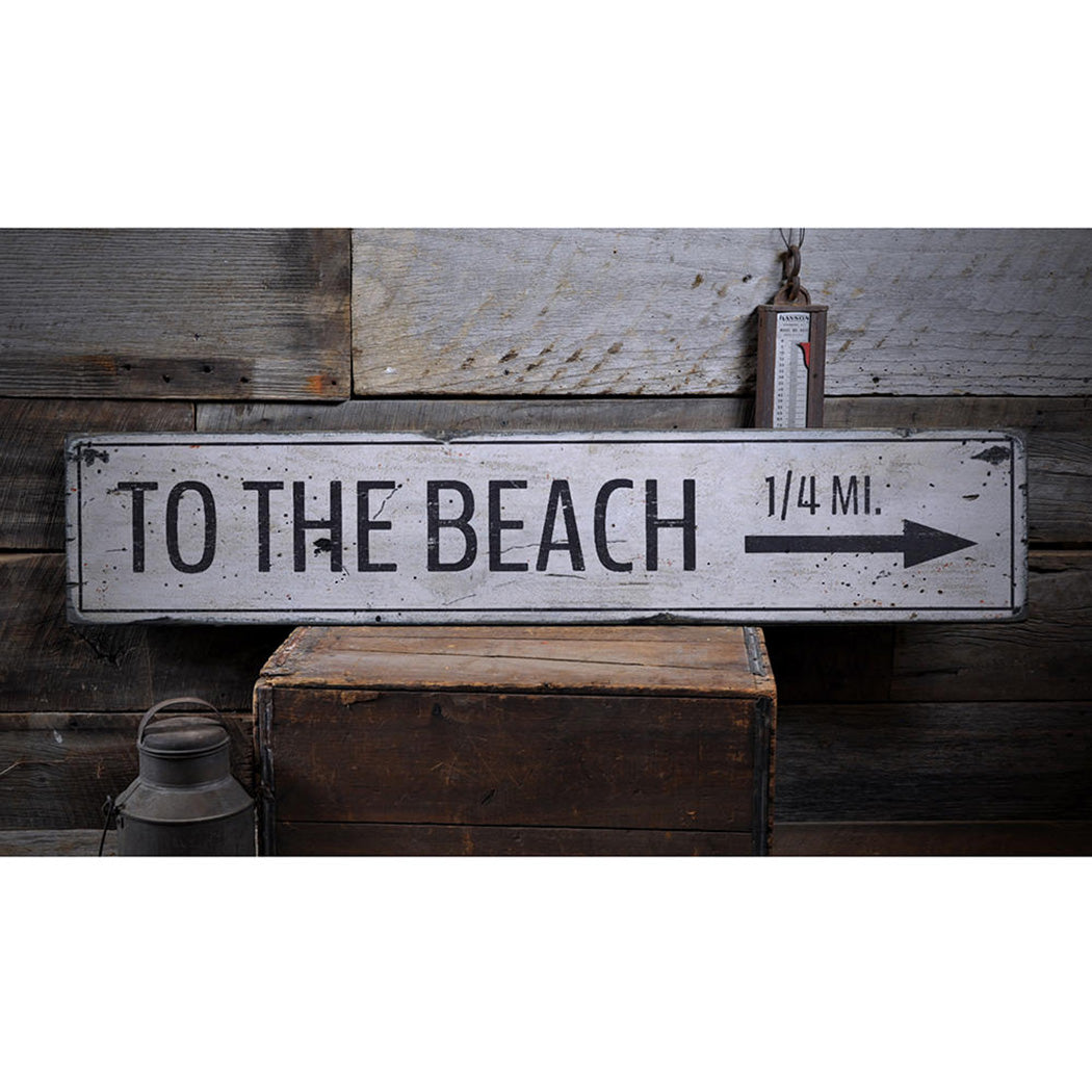 To The Beach Arrow Rustic Wood Sign