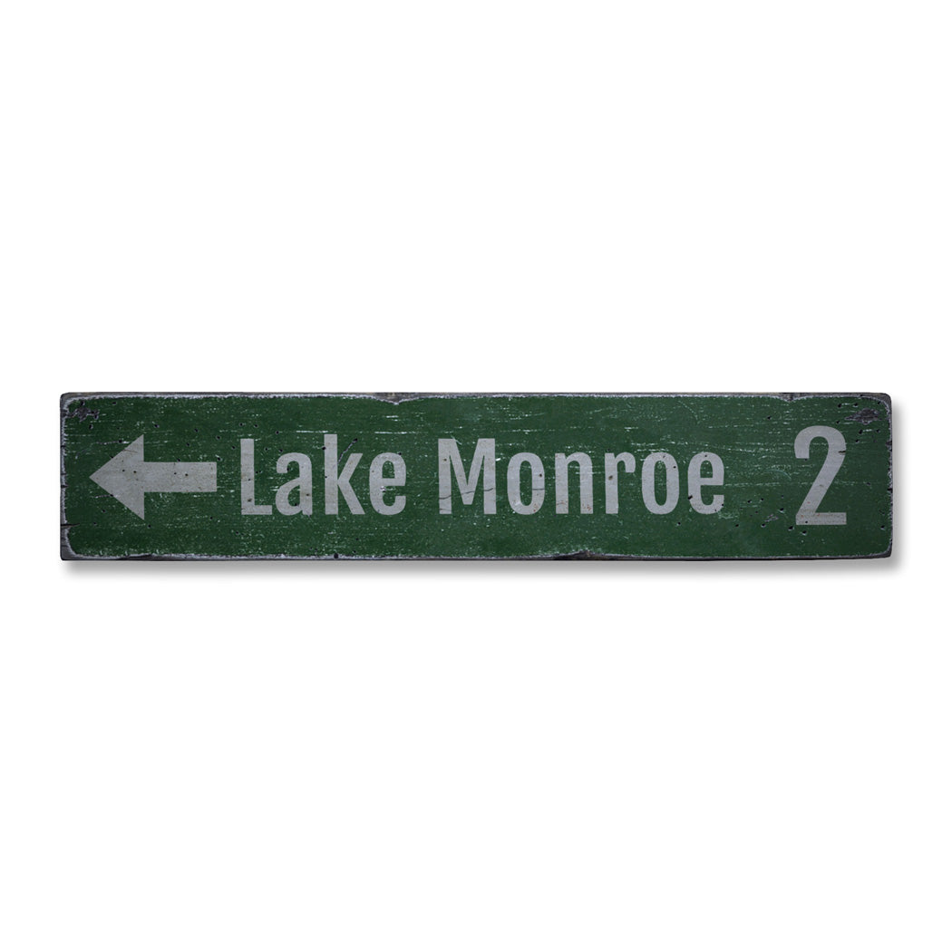 Lake Directional Mileage Rustic Wood Sign