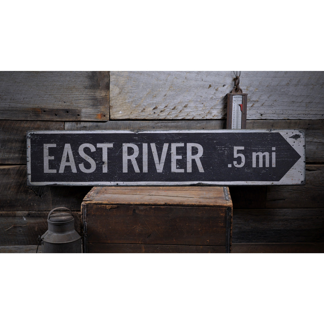 River Arrow Rustic Wood Sign