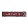 Train Station Arrow Rustic Wood Sign