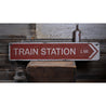 Train Station Arrow Rustic Wood Sign