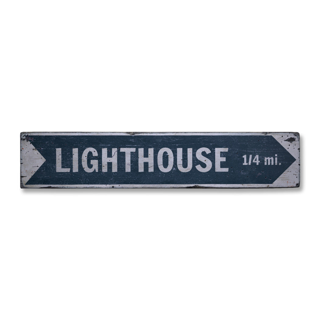 Lighthouse Rustic Wood Sign