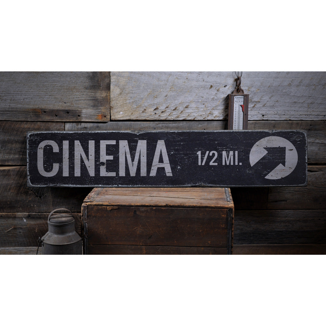 Cinema Rustic Wood Sign