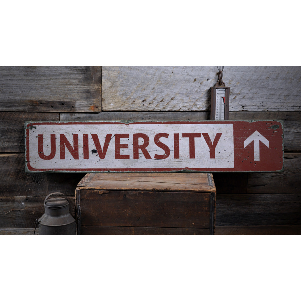 University Rustic Wood Sign