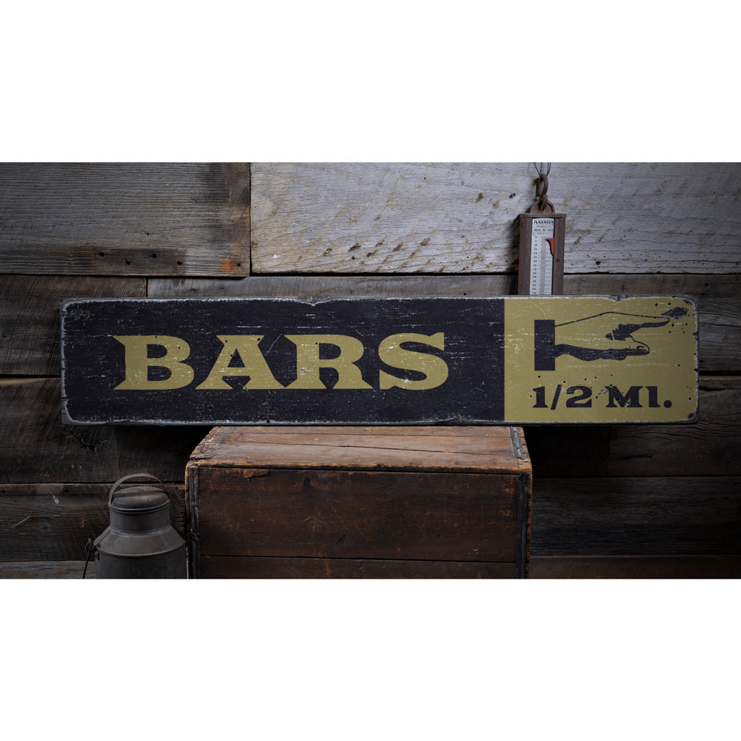 Bar Mileage Rustic Wood Sign