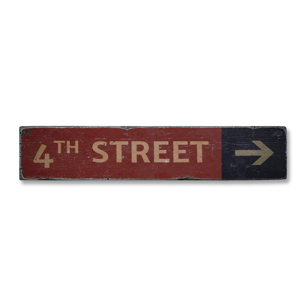 Street Name Directional Arrow Rustic Wood Sign