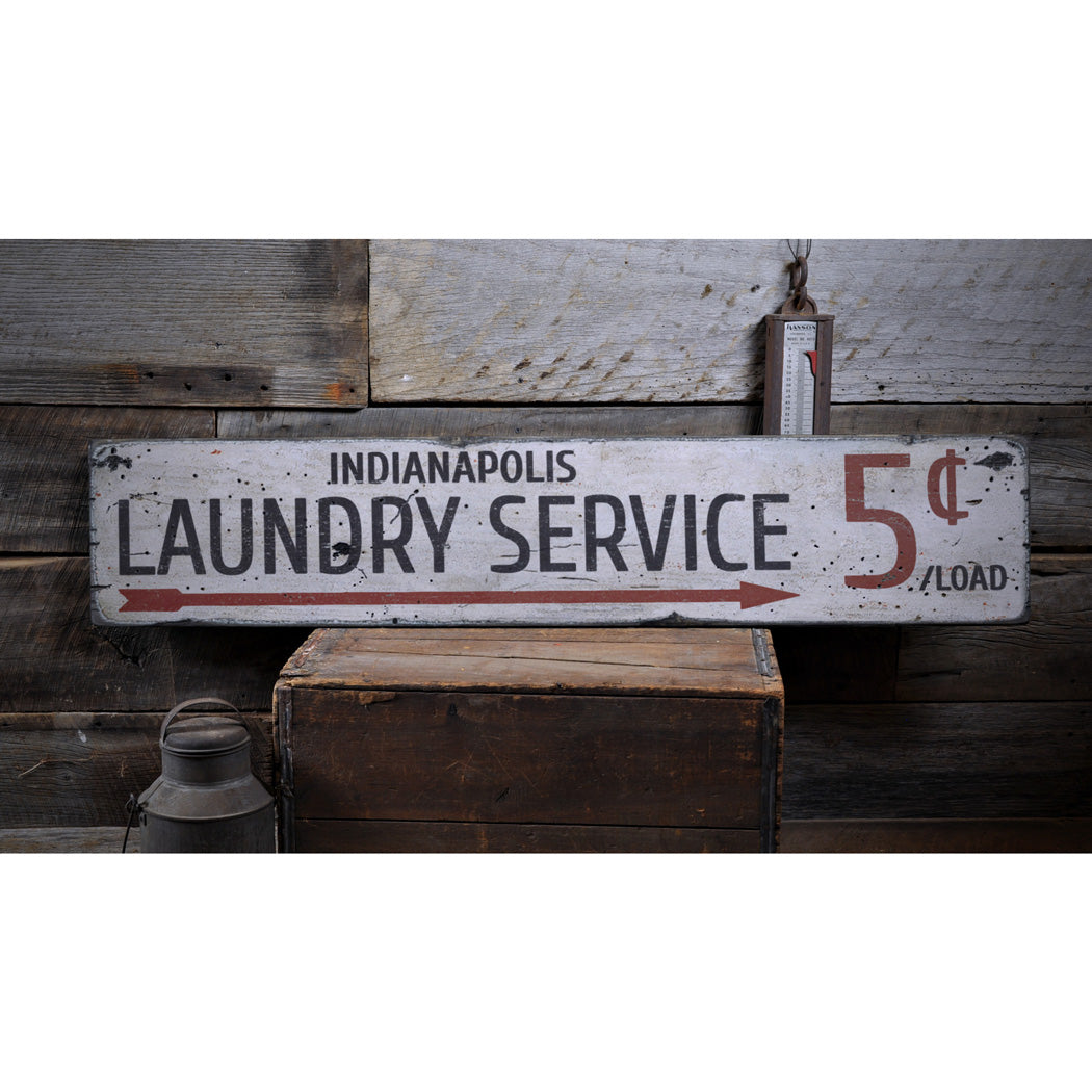 Laundry Service 5 Cents Rustic Wood Sign