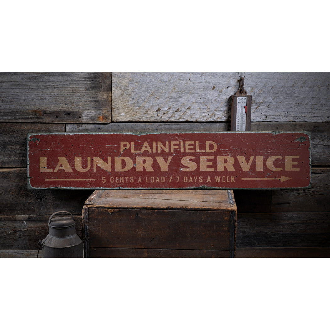 Laundry Service Arrow Rustic Wood Sign