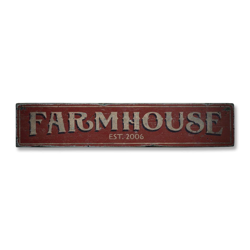 Farmhouse Established Date Rustic Wood Sign