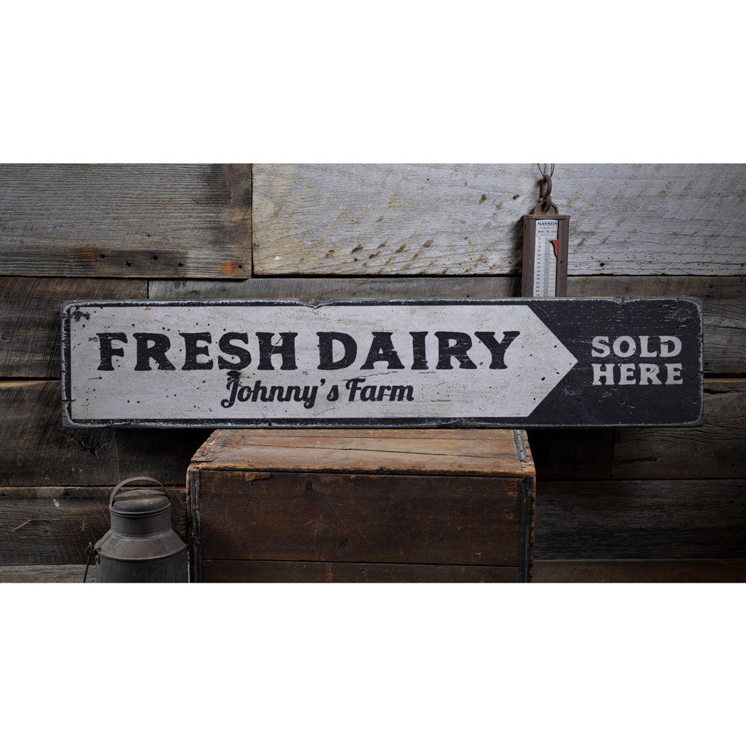 Fresh Dairy Rustic Wood Sign