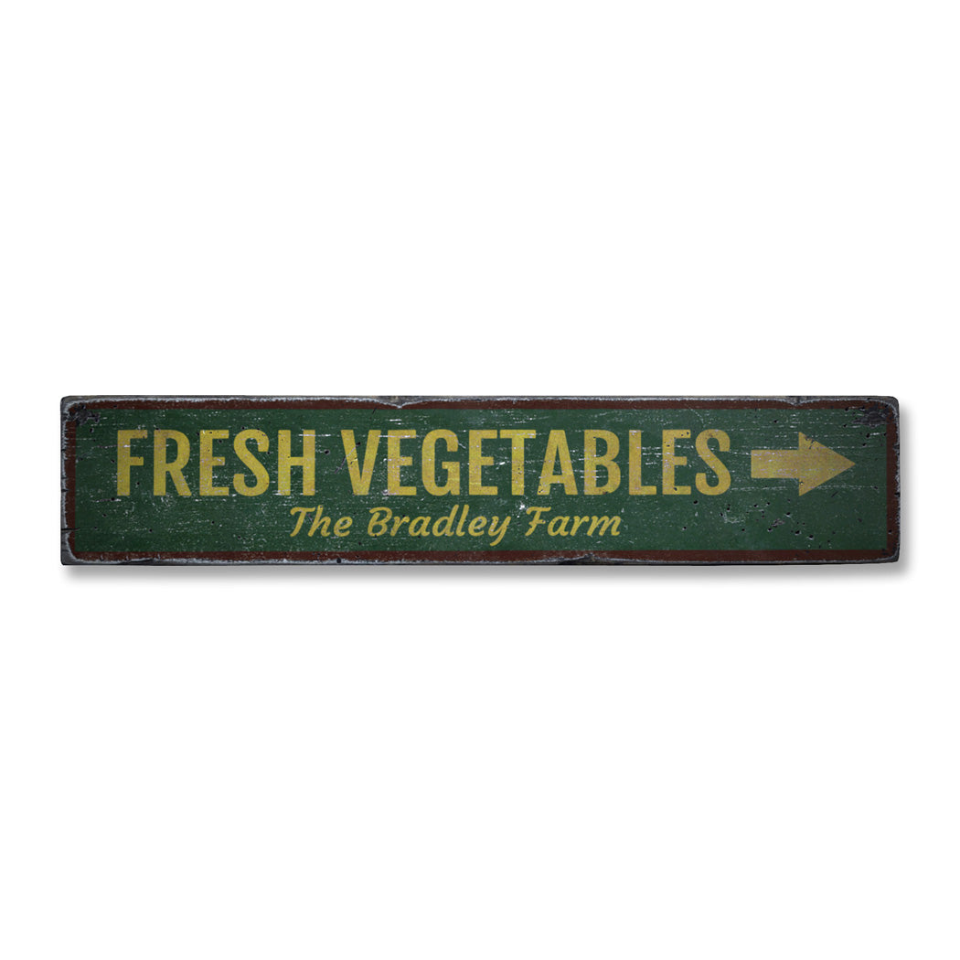 Fresh Vegetables Rustic Wood Sign