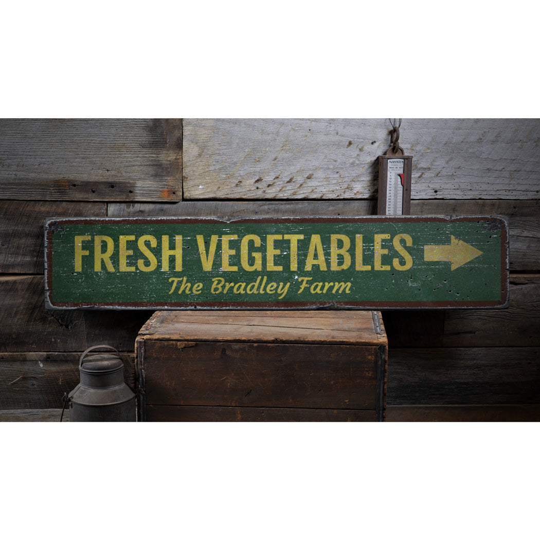 Fresh Vegetables Rustic Wood Sign