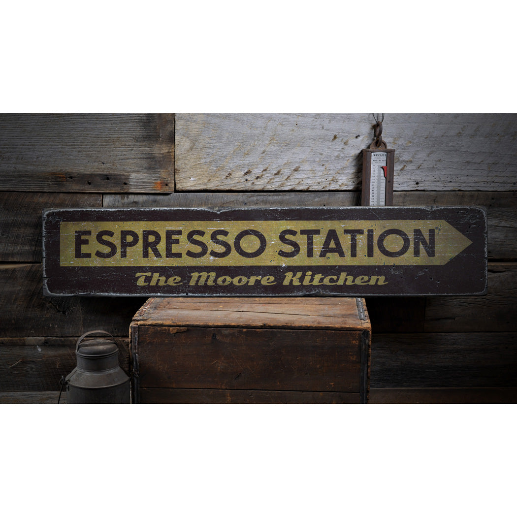 Espresso Station Rustic Wood Sign