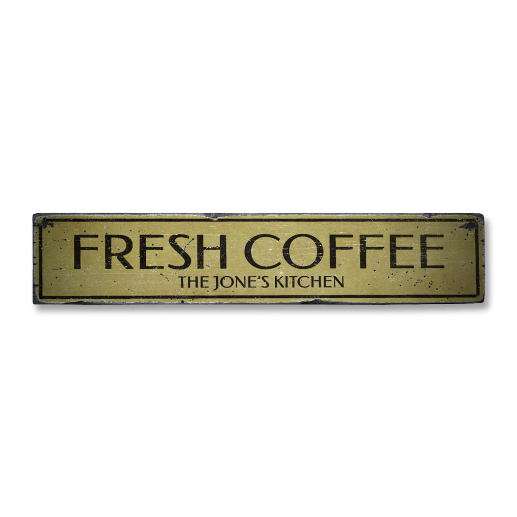 Fresh Coffee Kitchen Rustic Wood Sign